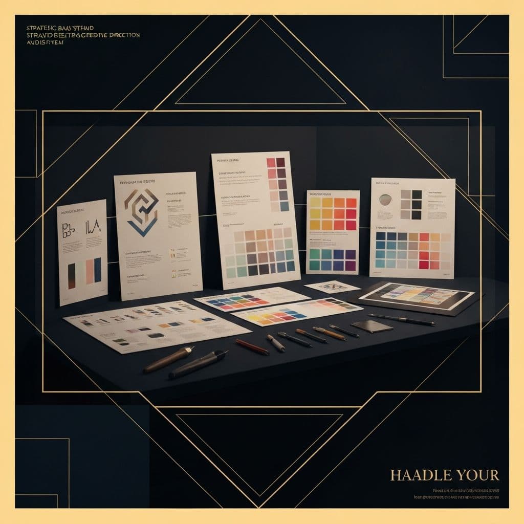 Malyk Irfan creative system showing interconnected brand elements, typography, and visual identity systems in a premium design workspace